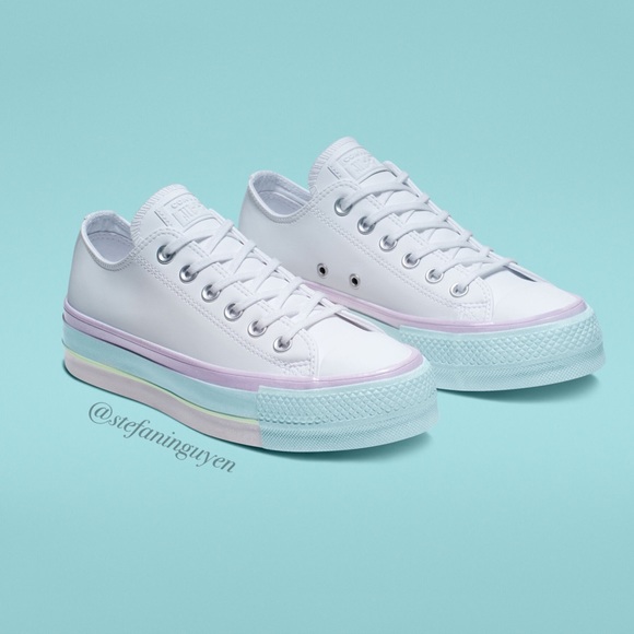 🌈 Converse Pastel Rainbow Platform Sneakers - Picture 2 of 8